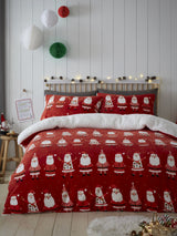Next Bedlam Red Jolly Santa Plush Fleece Christmas Duvet Cover Set- Buy online at McGrocer