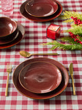 12 Piece Red Hampton Reactive Glaze Dinner Set