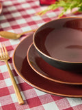 Red Hampton 12 piece stoneware dinner set, imported from the UK