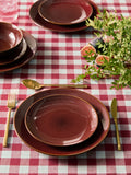 Red Hampton 12 piece stoneware dinner set, imported from the UK