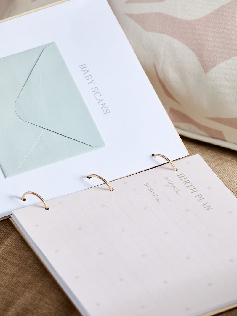 Natural wooden baby record book with cloud design, UK version