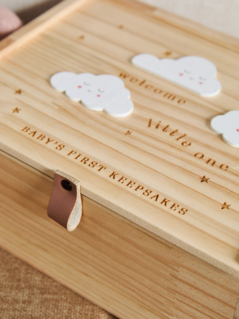 Baby Cloud wooden keepsake box, imported from the UK