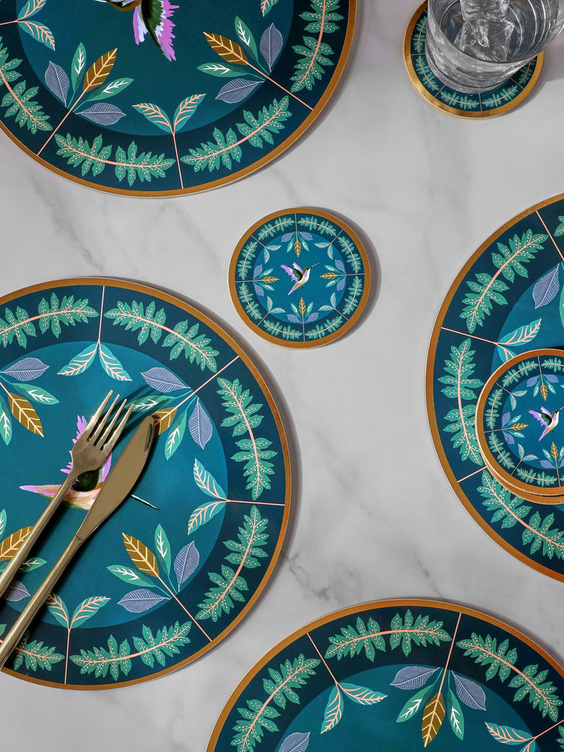 Navy Hummingbird Placemats and Coasters Set of 4 (British brand)