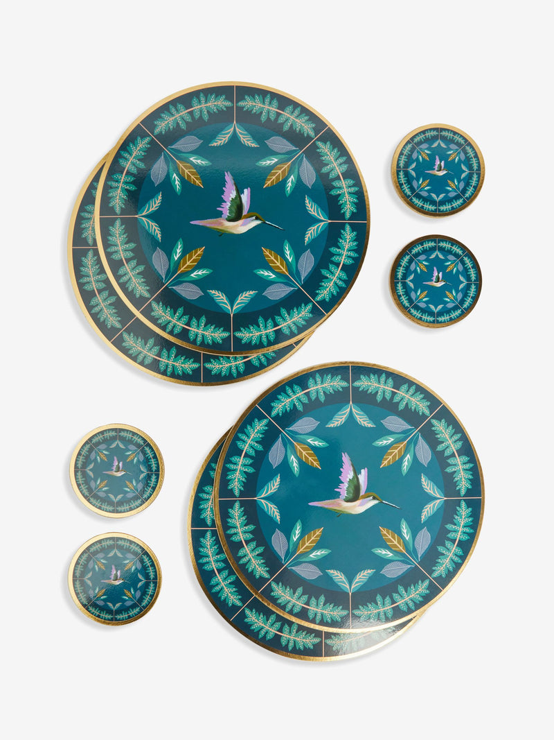 Navy Hummingbird Placemats and Coasters Set of 4 (British brand)