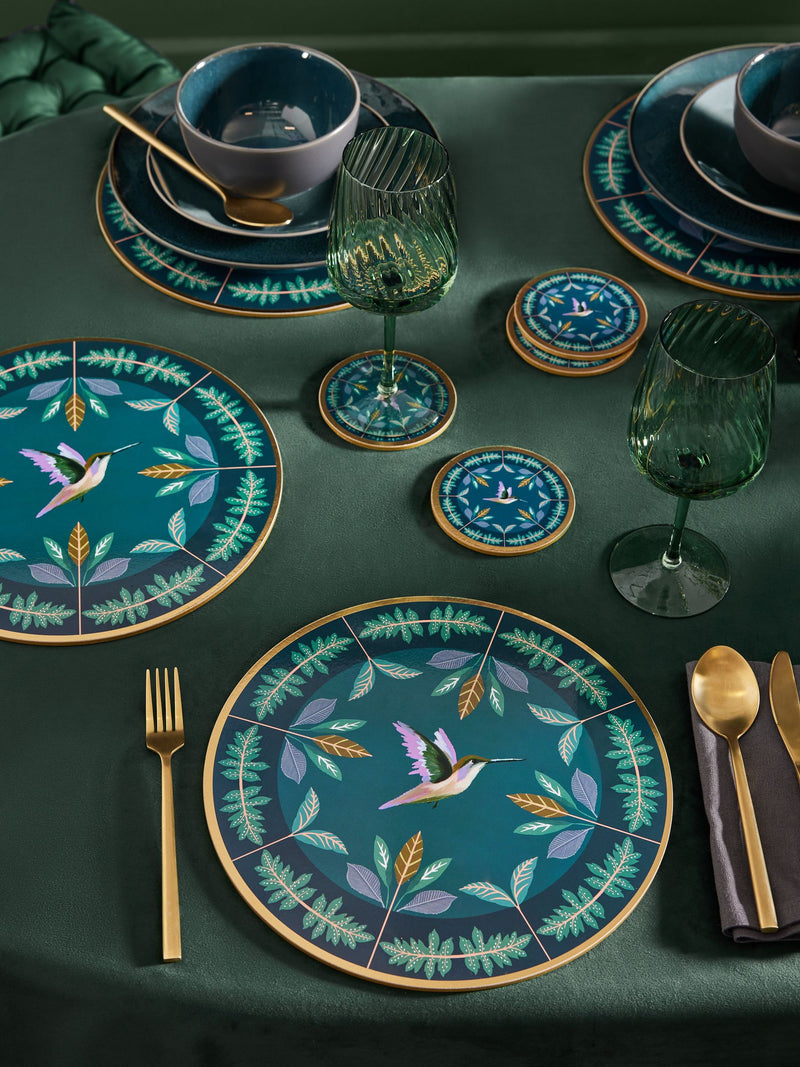 Navy Hummingbird Placemats and Coasters Set of 4 (British brand)