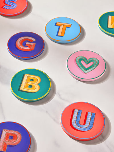Alphabet-Untersetzer aus Steinzeug 10cm