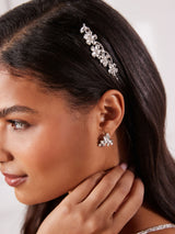 Next Silver Tone Bridal Sparkle Flower Barrette Hair Clip- Buy online at McGrocer