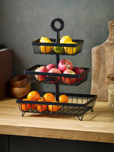 Next Bronx Black 3 Tier Metal Fruit Basket- Buy online at McGrocer