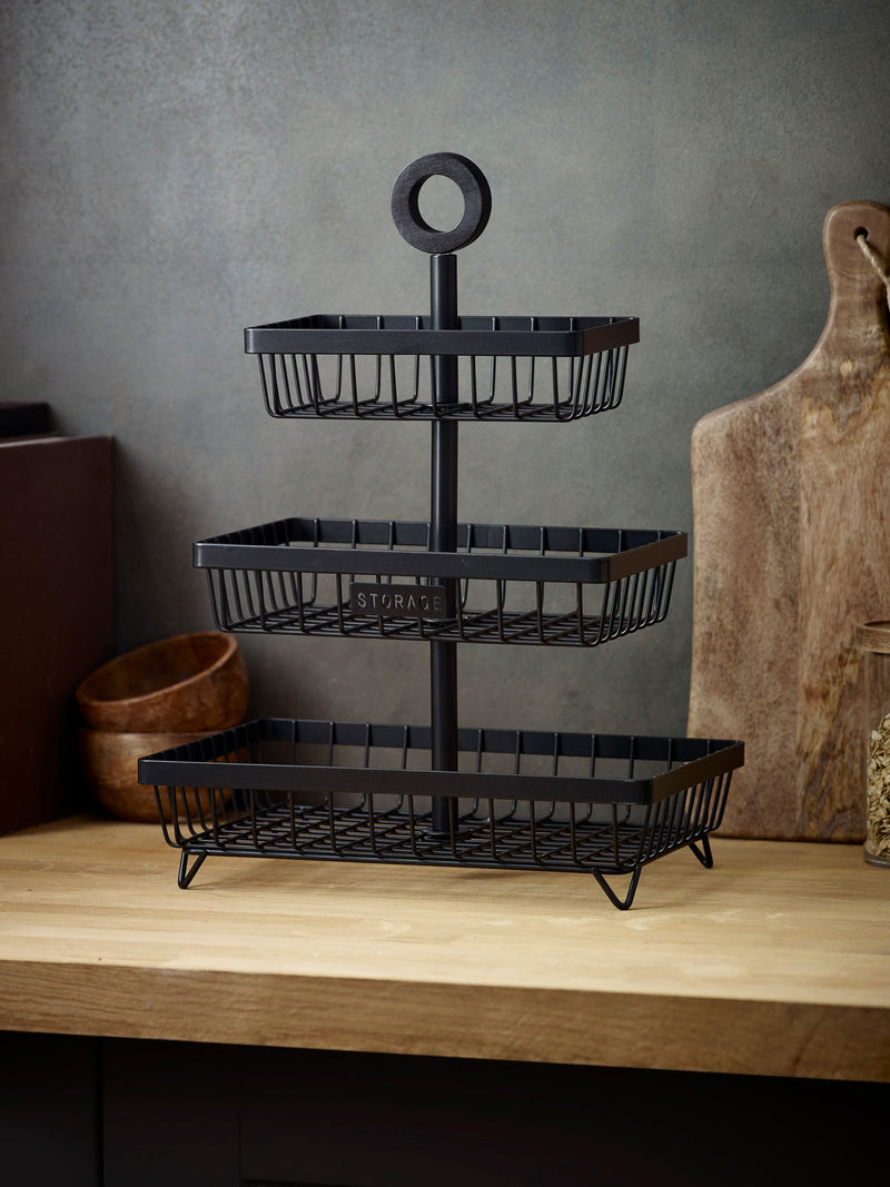 Bronx black 3 tier fruit basket - British product