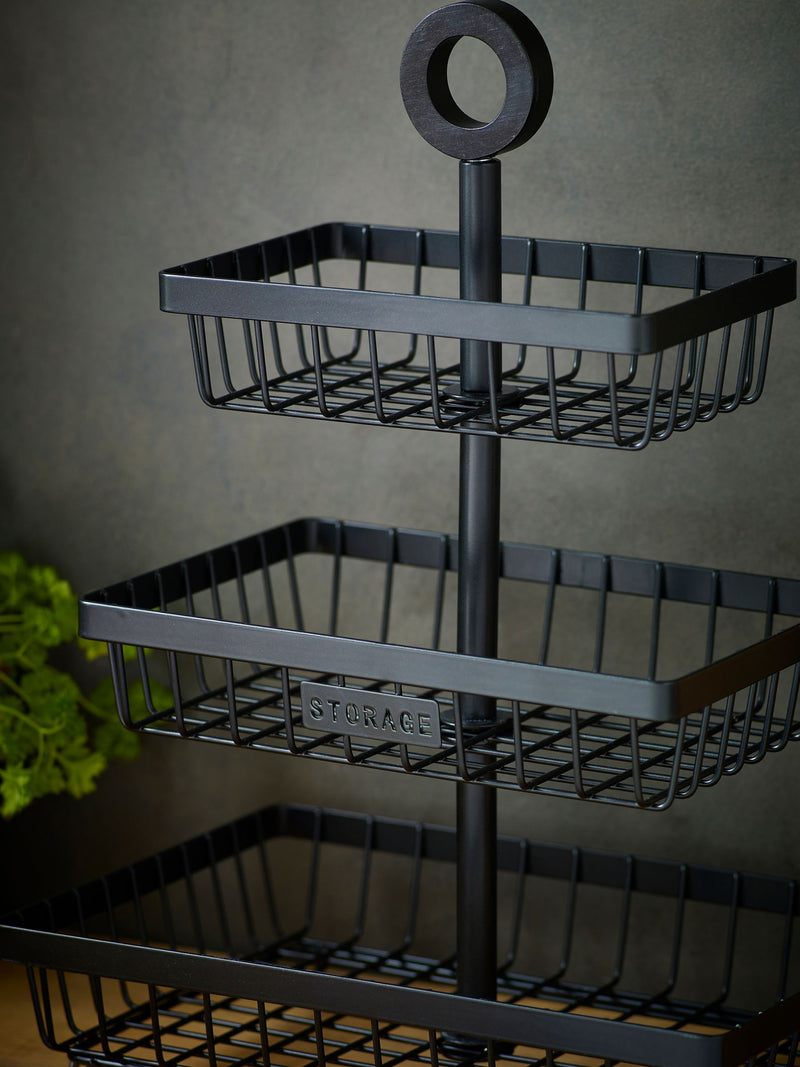 Bronx black 3 tier fruit basket - British product