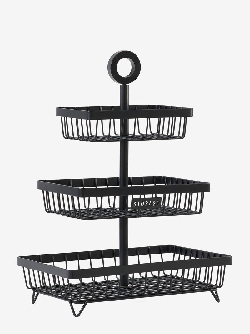 Bronx black 3 tier fruit basket - British product