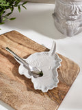 Hamish the Highland Cow ceramic spoon rest in grey, UK version