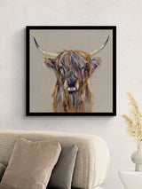 Next Artko Black Highland Cow by Louise Luton Framed Wall Art 61.5cm x 61.5cm- Buy online at McGrocer