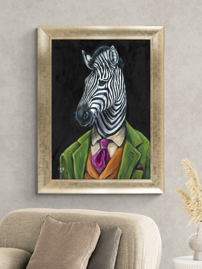 Artko Zachariah Zebra framed art by Louise Brown - British product