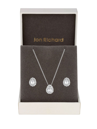 Next Jon Richard Silver Cubic Zirconia Pear Stone Jewellery Set- Buy online at McGrocer
