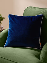 Next Furn Meridian Velvet Cushion Cover - Navy/Silver - 45 x 45cm- Buy online at McGrocer