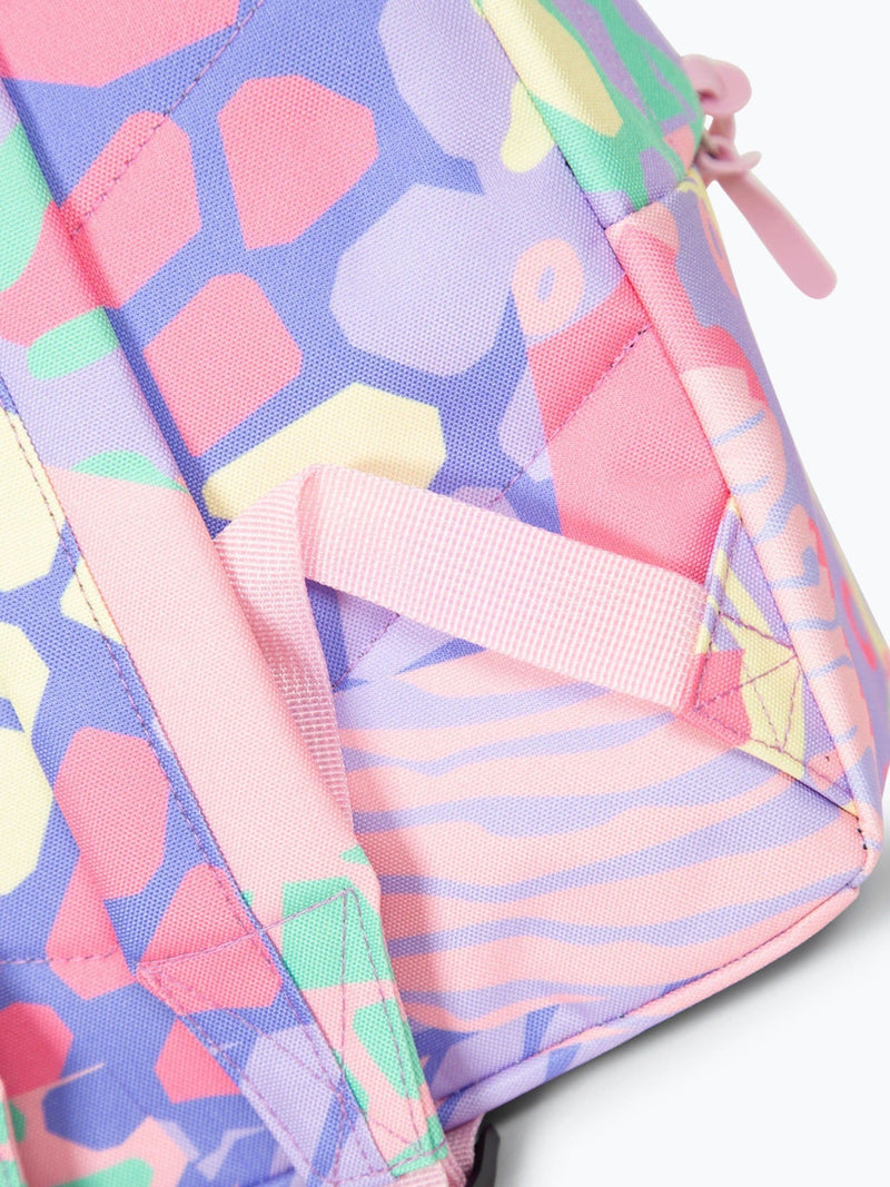 Hype pink multi pastel prints badge backpack - British product