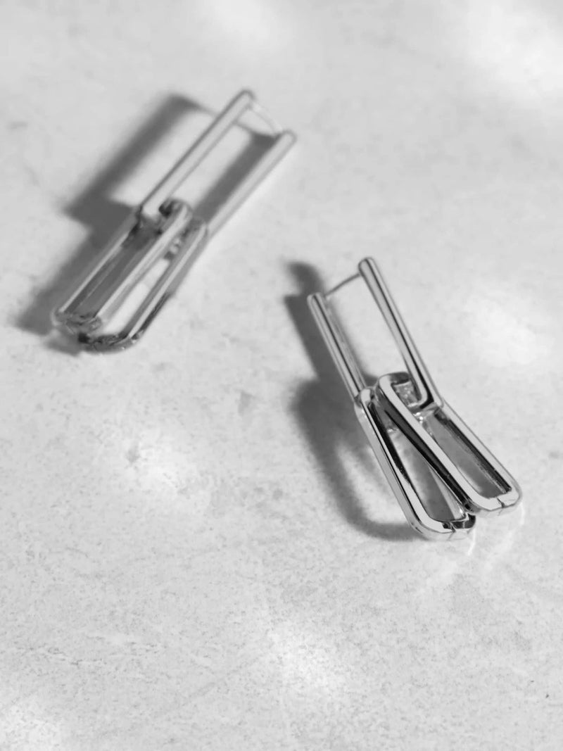 Mint Velvet silver link earrings 4cm drop, imported from the UK