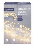 Premier Decorations 430 LED warm white Christmas garland 2.7m - British product