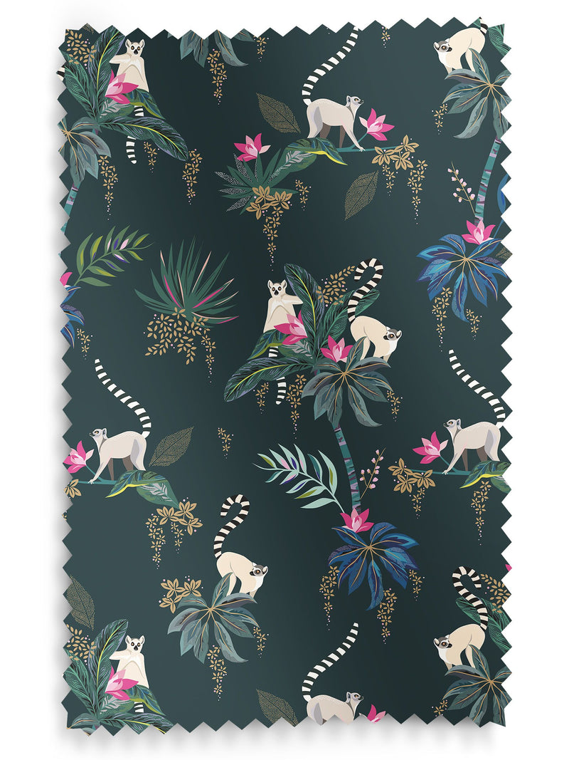 Sara Miller Green Lemur made to measure curtains - British product