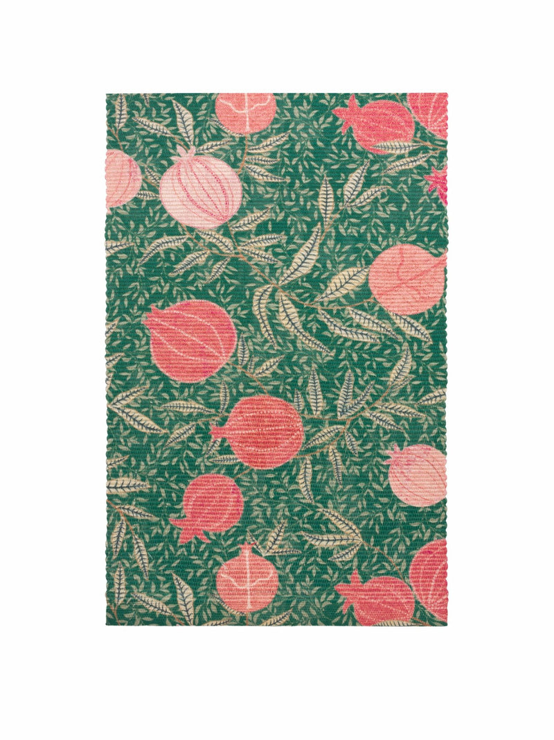 Paoletti Green Pomegranate Christmas table runner 220cm x 35cm, imported from the UK