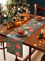 Next Paoletti Set of 4 Green Pomegranate Christmas Table Placemats and Large Table Runner- Buy online at McGrocer