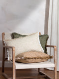 Yard Doze natural beige woven fringed cushion with polyester fill - British product
