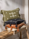 Yard Folis embroidered cushion khaki green 50x30cm (British brand)