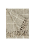 Yard Stone beige Beni check fringed cotton throw - British product
