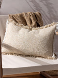 Yard Doze natural beige woven fringed cushion, UK version