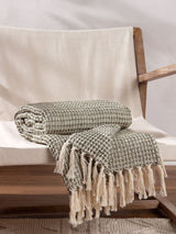 Next Yard Lorne Waffle Fringed 100% Cotton Throw Lichen Green 150 x 200 cm- Buy online at McGrocer