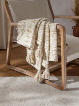 Next Yard Natural Beige Heath Textured Cotton Rich Throw- Buy online at McGrocer