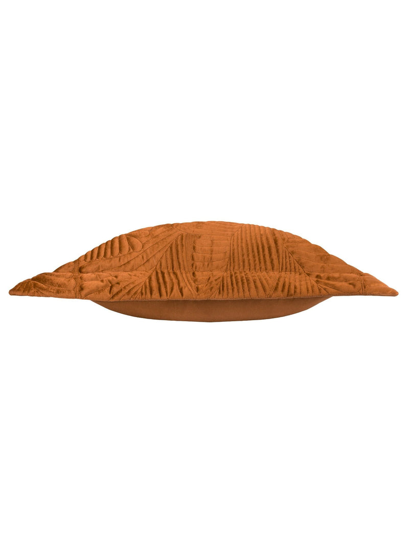 Paoletti orange quilted velvet cushion 60cm, UK version