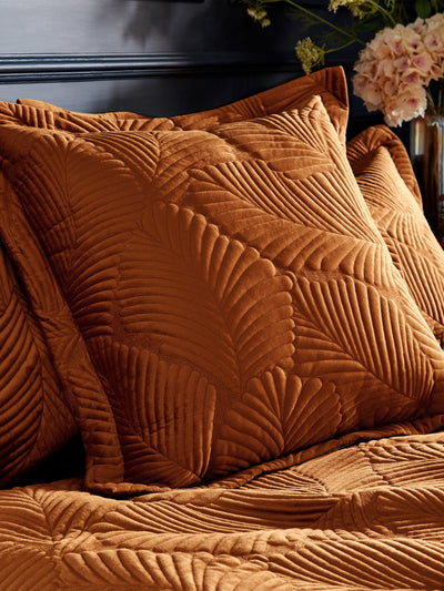 Next Paoletti Orange Palmeria Quilted Velvet Polyester Filled Cushion 60cm x 60cm- Buy online at McGrocer