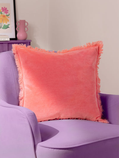 Next Furn Gracie Coral Pink 100% Cotton Velvet Cushion 45cm- Buy online at McGrocer