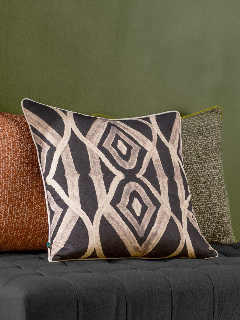 Wylder Black Cape Ikat feather cushion 50x50cm, imported from the UK