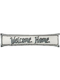 Furn black velvet draught excluder with mosaic welcome design (British brand)