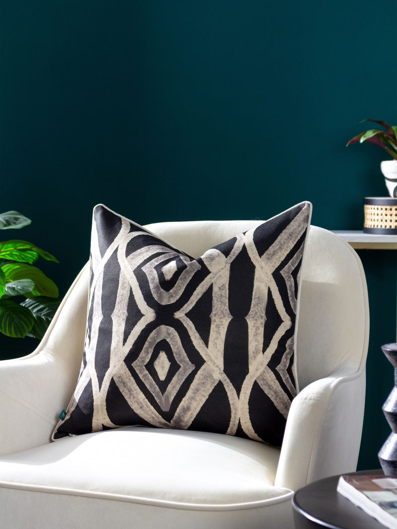 Wylder black Cape Ikat cushion 50x50cm - British product