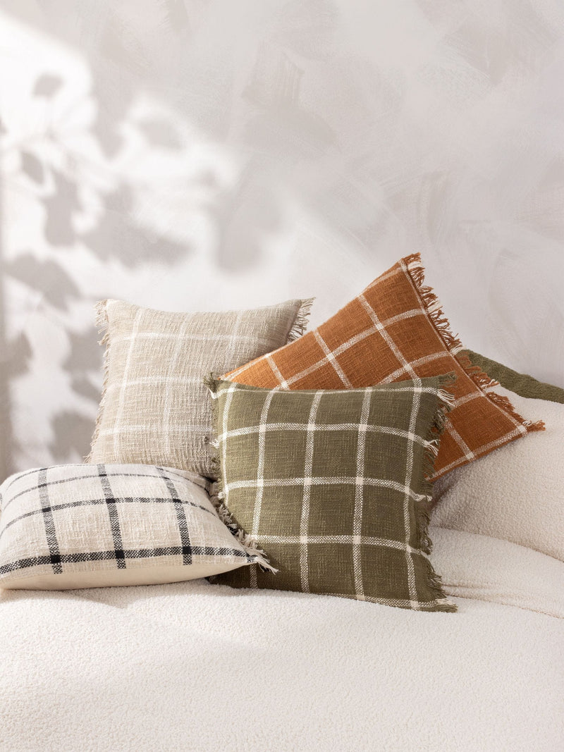 Yard Beni Check cushion Ginger Brown 45x45cm imported from the UK