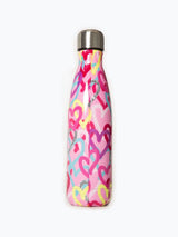 Next Hype Pink Graffiti Hearts Metal Water Bottle- Buy online at McGrocer