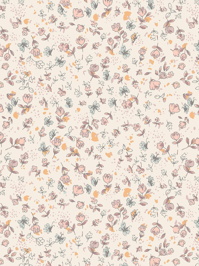 Calm ditsy floral wallpaper sample A4 - British product