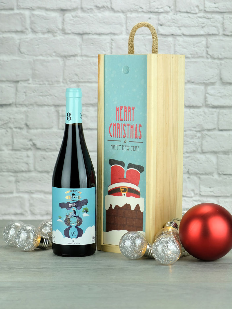 LeBonVin Malbec Red Wine Christmas Wooden Gift Box