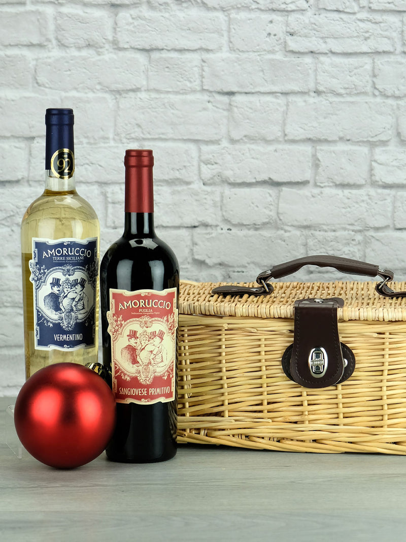 LeBonVin Amoruccio wine hamper with Sangiovese-Primitivo and Vermentino 2x 750ml, UK version