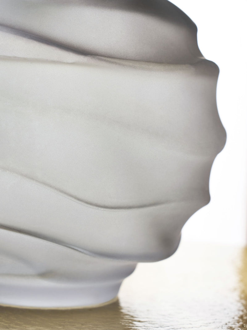 Lipsy grey round ripple frosted glass vase 16x18x18cm, UK version