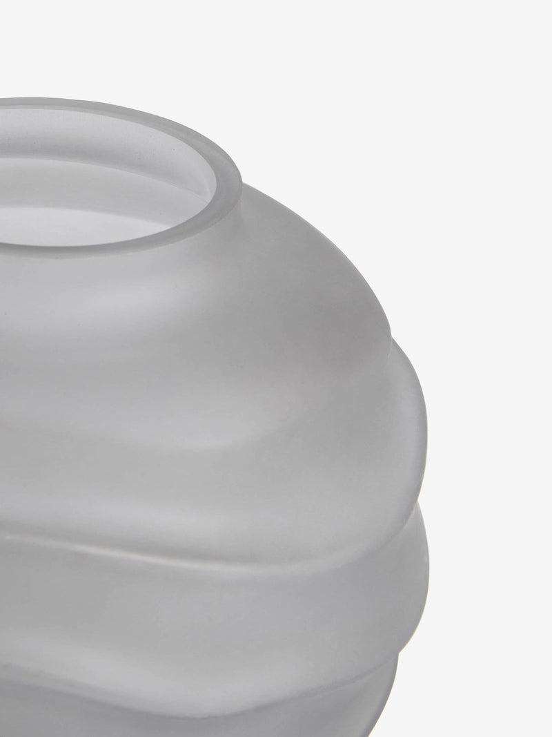 Lipsy grey round ripple frosted glass vase 16x18x18cm, UK version