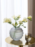 Lipsy grey round ripple frosted glass vase 16x18x18cm, UK version