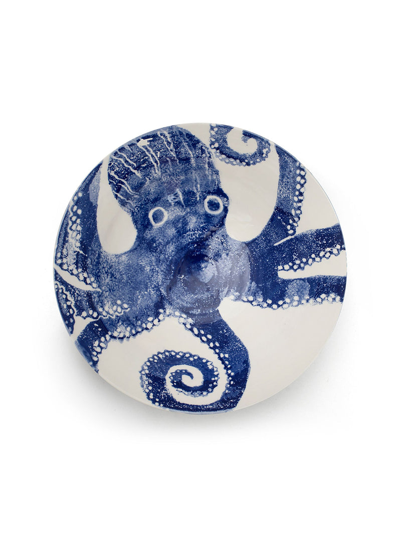 BlissHome blue octopus ceramic salad bowl - British product