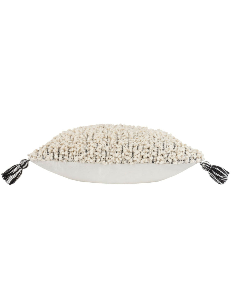 HÖEM grey boucle tasselled cushion 50cm - British product