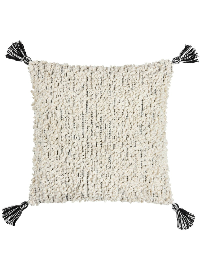 HÖEM black cambre boucle tasselled cotton cushion 50cm - British product