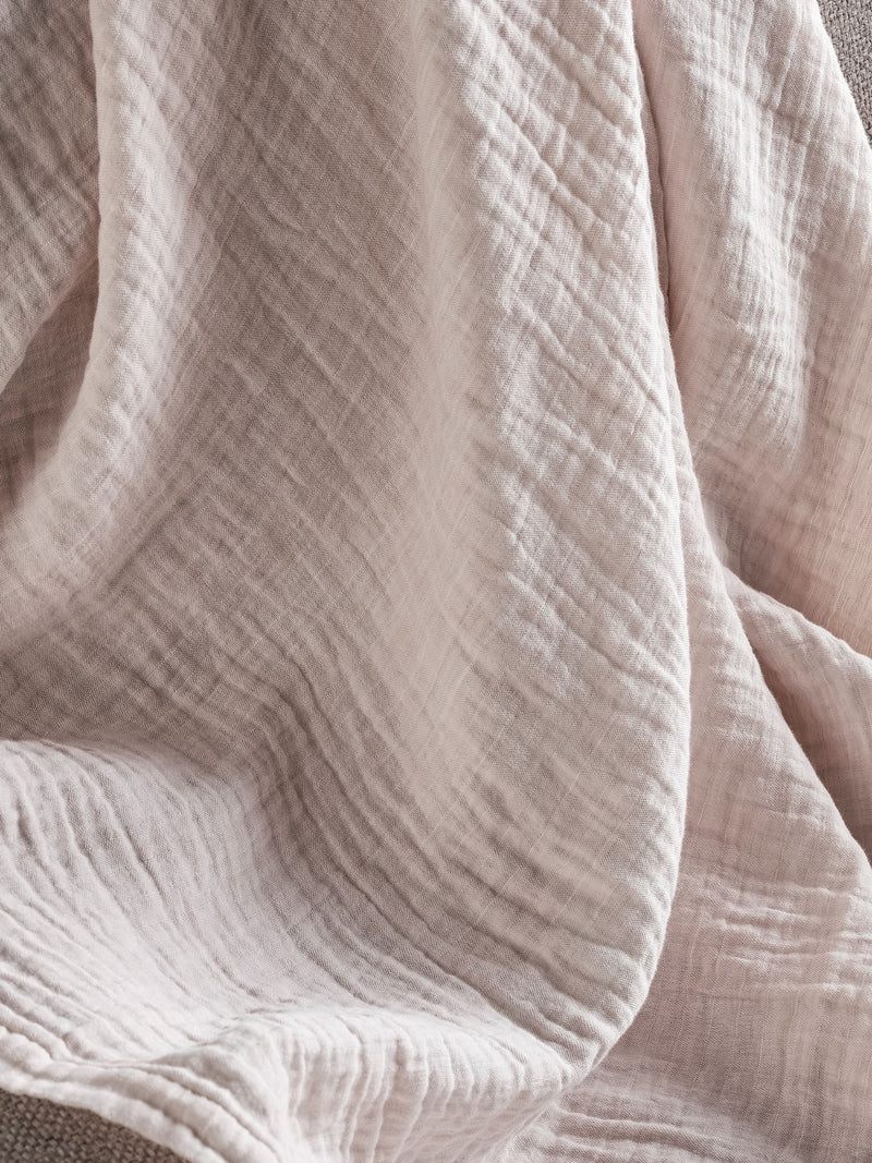 Bedfolk pink linen cotton throw 250cm x 175cm, UK version